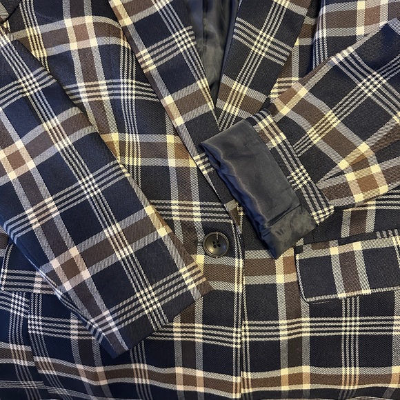 Plaid Blazer in Navy/Brown - Small - Picture 6 of 8